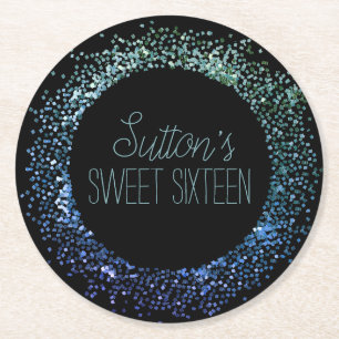 Dessous-de-verre Rond En Papier Cercle de Parties scintillant bleu