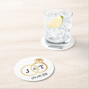 Dessous-de-verre Rond En Papier Cercles Mariages Chic Faux Gold Foil