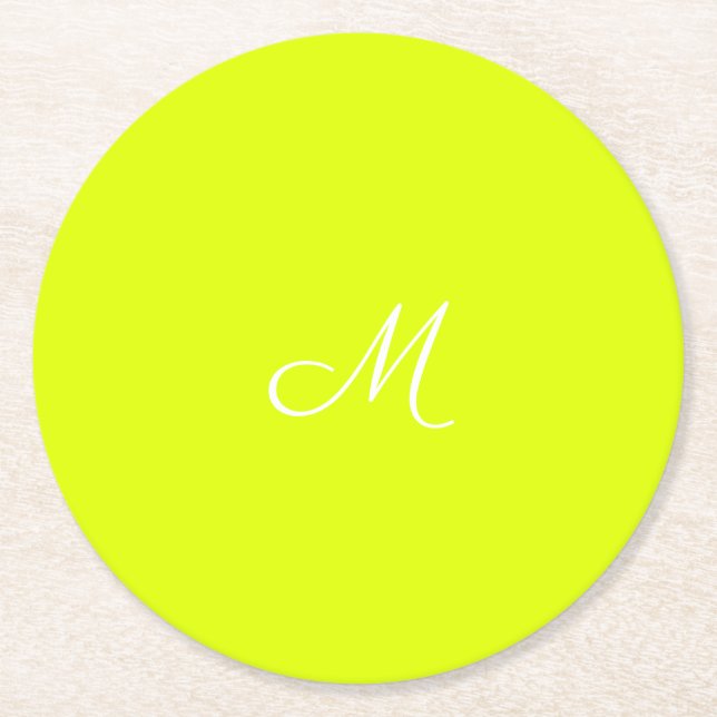Dessous-de-verre Rond En Papier Chartreuse jaune - monogrammed (Devant)