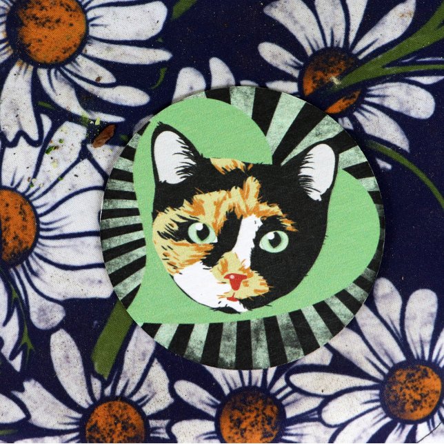 Dessous-de-verre Rond En Papier Chat Calico (Créateur téléchargé)