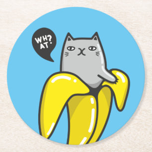 Dessous-de-verre Rond En Papier Chat en banane