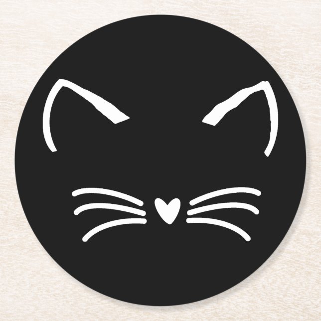 Dessous-de-verre Rond En Papier Chat sucré Kitten visage (Devant)