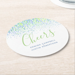 Dessous-de-verre Rond En Papier Cheers bleu vert moderne art aquarelle dabs