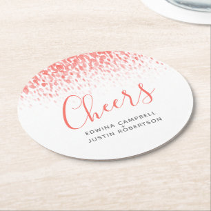 Dessous-de-verre Rond En Papier Cheers corail orange art moderne aquarelle dabs