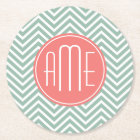 Chevrons à la menthe et au corail Monogramme perso