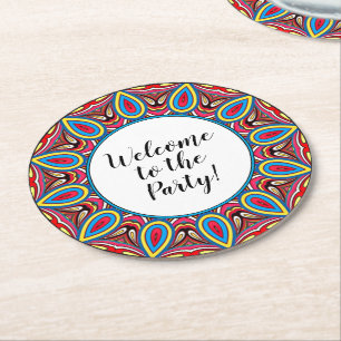 Dessous-de-verre Rond En Papier Chic Custom Star Mosaic Kaleidoscope Art Motif