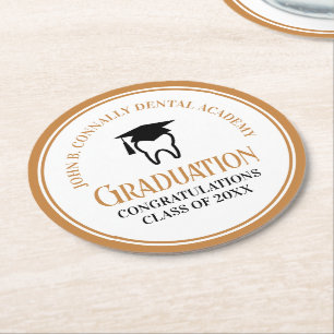 Dessous-de-verre Rond En Papier Chic Dental School Custom Dentist Gradust Party