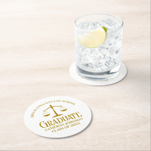 Dessous-de-verre Rond En Papier Chic Gold Law School Custom Graduation Party