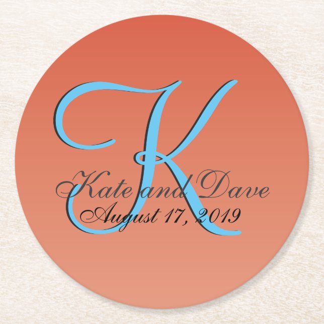 Dessous-de-verre Rond En Papier Chic unique rouge orange (Devant)