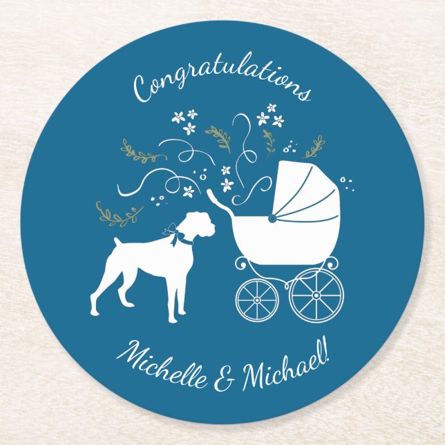 Dessous-de-verre Rond En Papier Chien Baby shower Chien Chien Chien Chien Chien Ch (Devant)