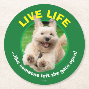 Dessous-de-verre Rond En Papier Chien Courant Dans Le Jardin