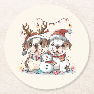 Dessous-de-verre Rond En Papier Chiens de Noël