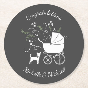 Dessous-de-verre Rond En Papier Chihuahua Baby shower Hommes Neutres Mets
