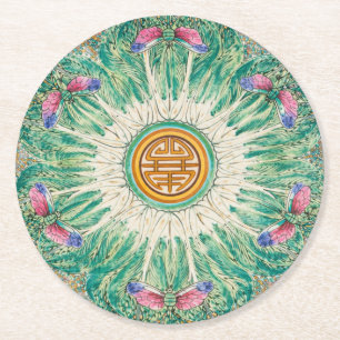 Dessous-de-verre Rond En Papier Chinoiserie Bok-Choy Modèle Inspiré de Chine