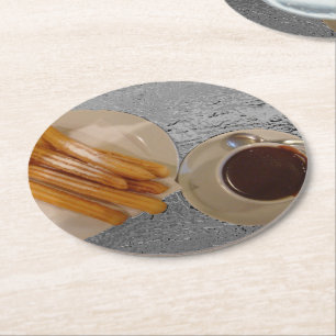 Dessous-de-verre Rond En Papier Chocolat y Churros