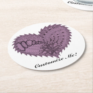 Dessous-de-verre Rond En Papier Choisissez N'Importe Quelle Couleur Coeur D'Amour