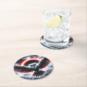 Dessous-de-verre Rond En Papier Chouette céleste cosmique mystique