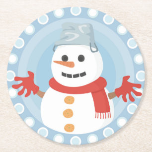 DESSOUS-DE-VERRE ROND EN PAPIER CHRISTMAS HIVER SNOWMAN