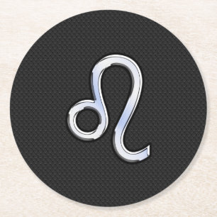 Dessous-de-verre Rond En Papier Chrome Comme Leo Zodiac Symbole sur la peau de ser