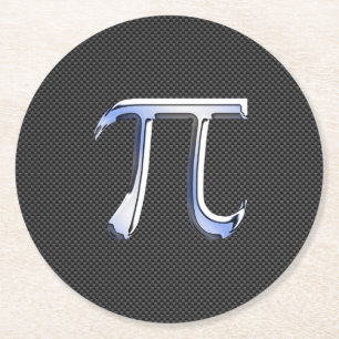 Dessous-de-verre Rond En Papier Chrome comme Pi Symbole sur Carbon Fiber Style