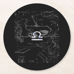 Dessous-de-verre Rond En Papier Chrome like Libra Zodiac