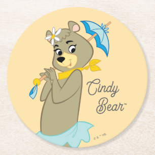 Dessous-de-verre Rond En Papier Cindy Bear tenant le parasol