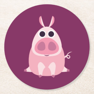 Dessous-de-verre Rond En Papier Circonspect le porc