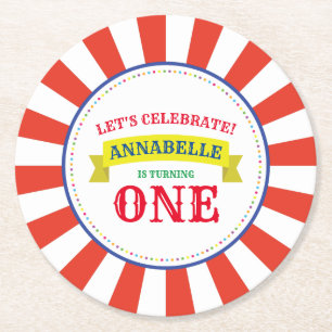 Dessous-de-verre Rond En Papier Circus Cute Enfants fête d'anniversaire Vintage