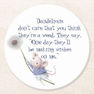 Dessous-de-verre Rond En Papier Citation Inspirante de Pissenlit de Souris Mignonn