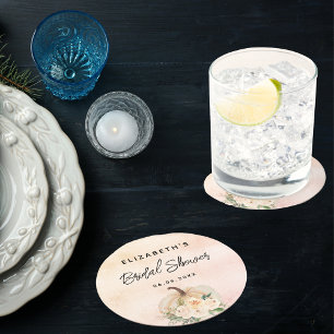 Dessous-de-verre Rond En Papier Citrouille de douche nuptiale crème rose or