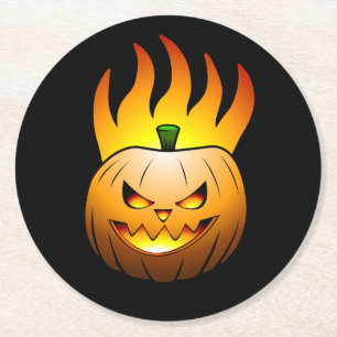 Dessous-de-verre Rond En Papier Citrouille de Halloween Jack O'lantern