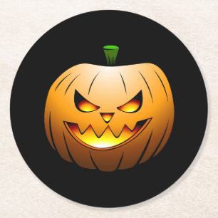 Dessous-de-verre Rond En Papier Citrouille d'Halloween