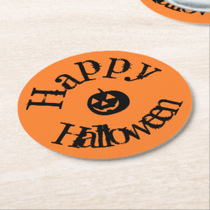 Dessous-de-verre Rond En Papier Citrouille d'Halloween Orange moderne