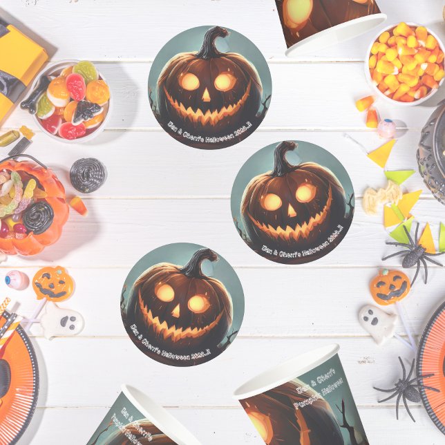 Dessous-de-verre Rond En Papier Citrouille Halloween (Hells Pumpkin Halloween Party Round Paper Coaster)