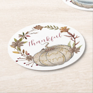 Dessous-de-verre Rond En Papier Citrouille rustique personnalisé Thanksgiving