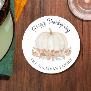 Dessous-de-verre Rond En Papier Citrouille Thanksgiving