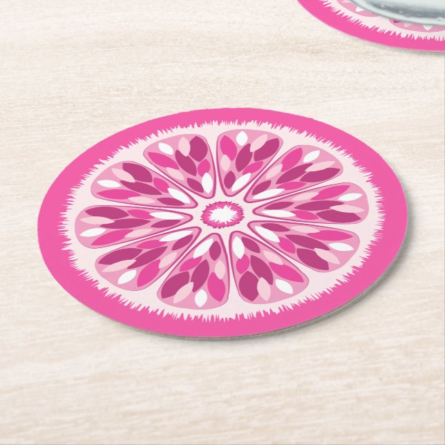 Dessous-de-verre Rond En Papier Citrus Slices Citron rose (Incliné)