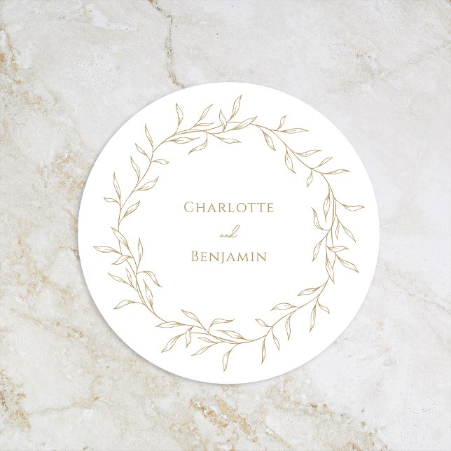 Dessous-de-verre Rond En Papier Classic Gold Mariage (Créateur téléchargé)