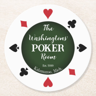 Dessous-de-verre Rond En Papier Classic Playing Cartes Poker Room Bière Boire