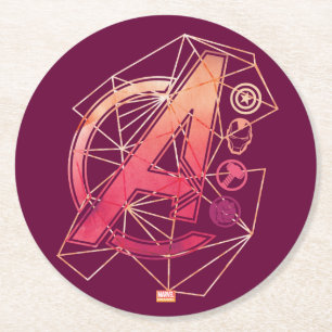 Dessous-de-verre Rond En Papier Classiques Avengers   Icônes géométriques Avengers