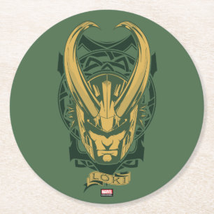 Dessous-de-verre Rond En Papier Classiques des Avengers Graphique Loki Nordique