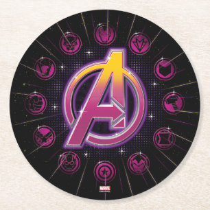 Dessous-de-verre Rond En Papier Classiques des Avengers   Icônes stellaires des Av
