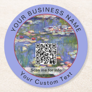Dessous-de-verre Rond En Papier Claude Monet - Lys d'eau / Nympheas - Code QR