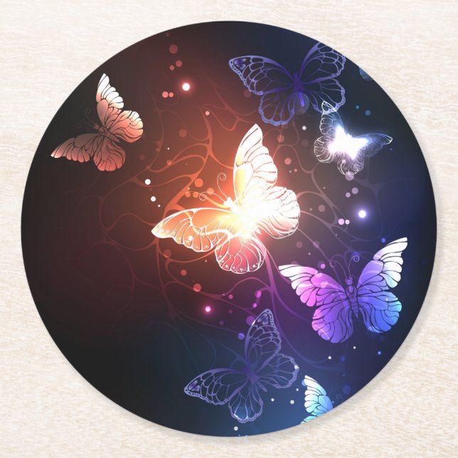Dessous-de-verre Rond En Papier Clowing Night Butterflies (Devant)