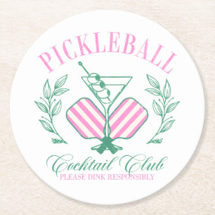 Dessous-de-verre Rond En Papier Club Cocktail Pickleball