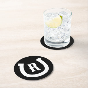 Dessous-de-verre Rond En Papier Coaster de boisson monogramme personnalisé