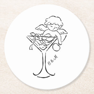 Dessous-de-verre Rond En Papier Cocktail Cherub Cupid Mariage Fiançailles