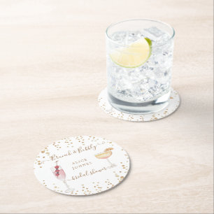 Dessous-de-verre Rond En Papier cocktails pétillants paillettes dorées brunch de m