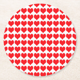Dessous-de-verre Rond En Papier Coeurs rouges
