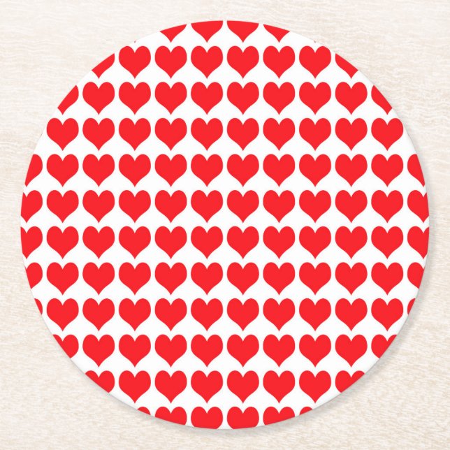 Dessous-de-verre Rond En Papier Coeurs rouges (Devant)